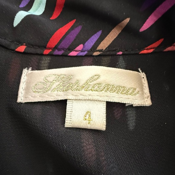 Shoshanna Silk Fit & Flare Dress Black Multicolor Confetti Print Long Sleeve Sz4 - Picture 4 of 12